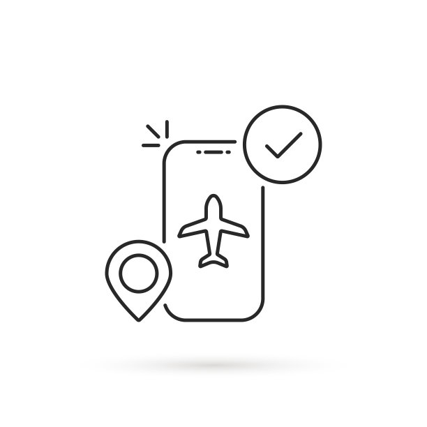 薄线移动航空预订图标图片下载