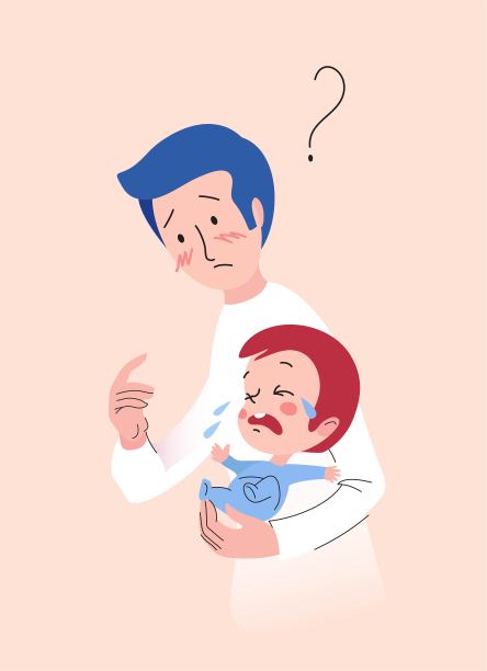 忧心忡忡的父亲抱着刚出生的儿子哭泣。图片下载