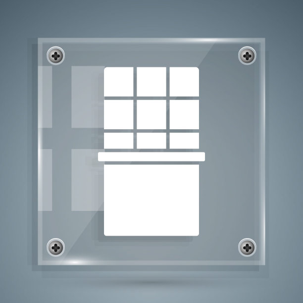 白色巧克力条图标孤立在灰色背景。方形玻璃面板。向量图片下载