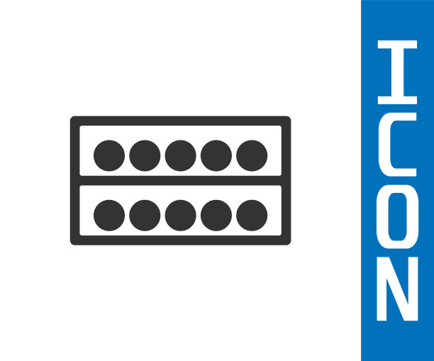 灰色台球在一个看台上的图标孤立在白色的背景。架子上的台球。向量图片下载