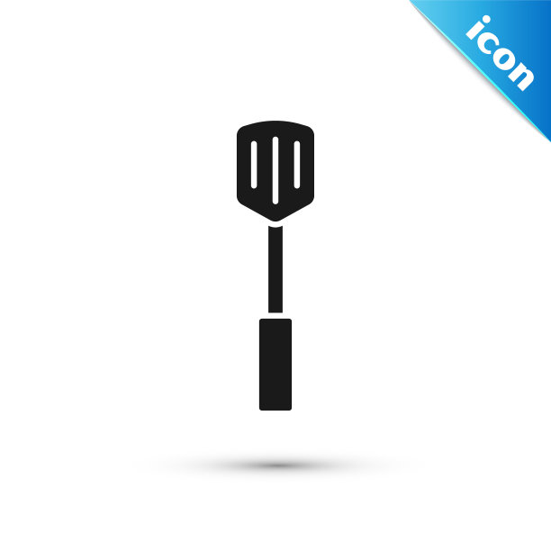 灰色烧烤抹刀图标孤立在白色背景。厨房抹刀图标。烧烤抹刀迹象。烧烤和烧烤工具。向量图片下载
