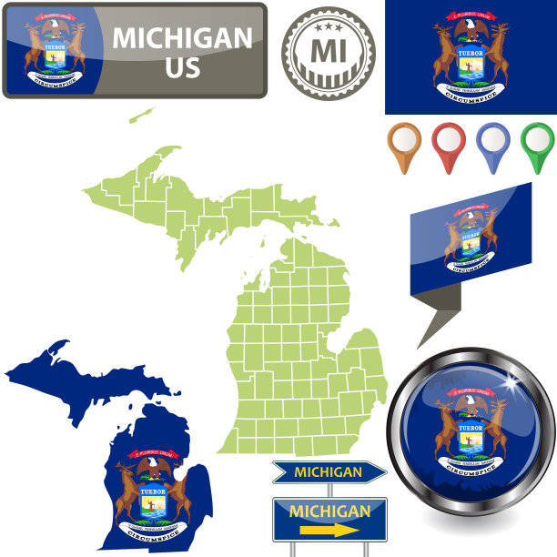密歇根州地图图片下载