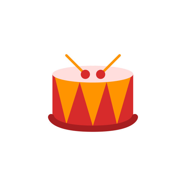 白色背景上的一个大玩具鼓的插图图片下载