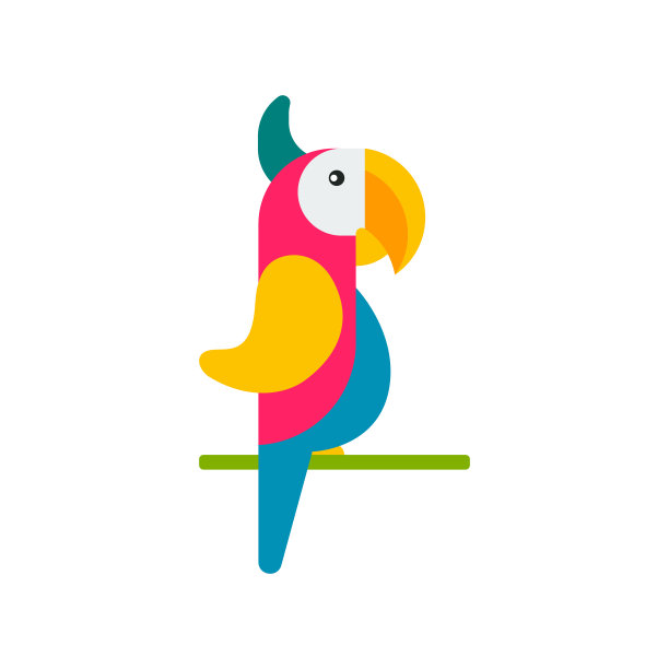 卡通鹦鹉，鸟野生动物，矢量插图在白色的背景，图标图片下载