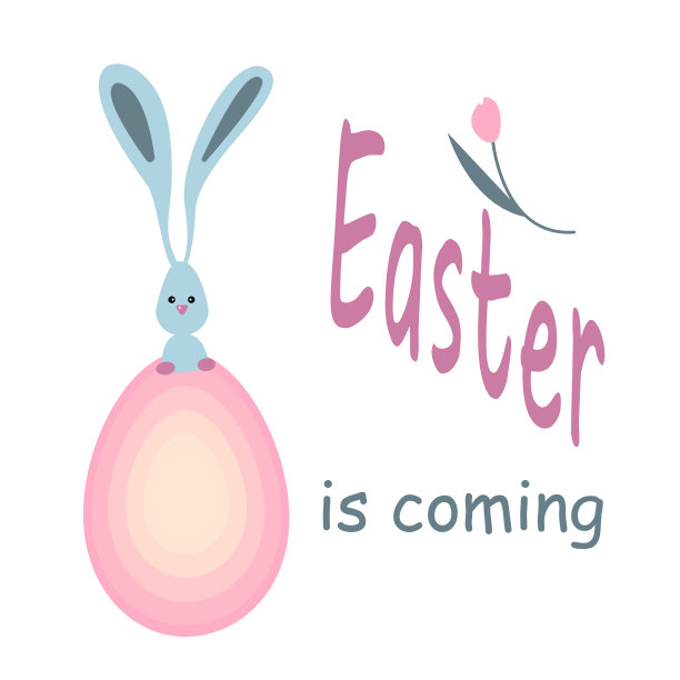 带有可爱的小兔子和装饰彩蛋的复活节贺卡图片下载