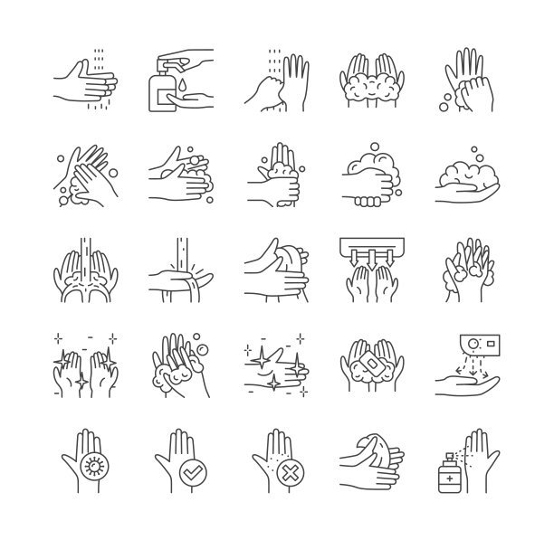 大量的洗手，个人卫生和清洁图标图片下载