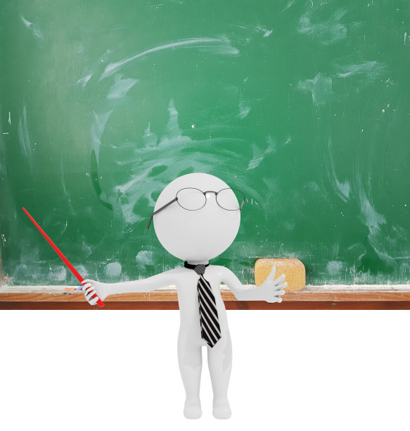 教师教学玻璃眼睛绑黑板孤立三维人的性格-三维渲染图片下载