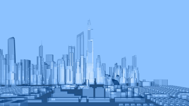 简单的全景抽象透明低聚城市图片下载