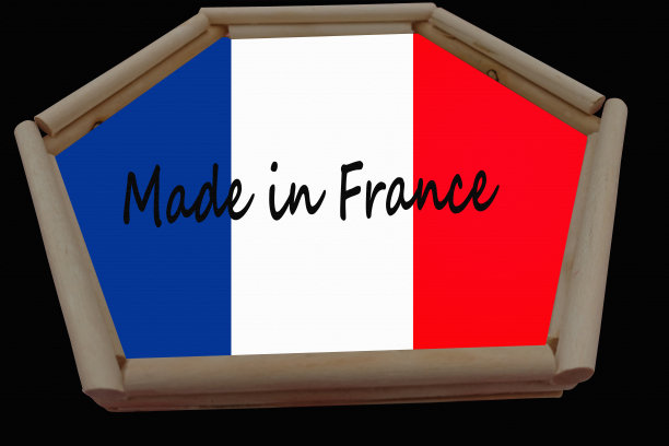 法国制造的木制六边形法国国旗图片下载