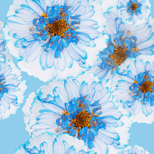 宇宙。插图，花的纹理。用于连续复制的无缝模式。花卉背景，照片拼贴为纺织品，棉布面料。用于墙纸、封面、印刷品。图片下载