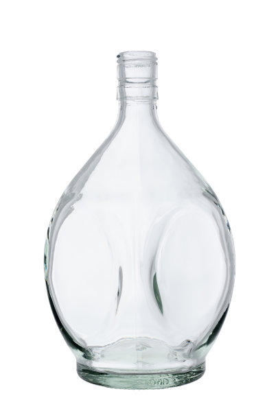大玻璃瓶，装厚形状的葡萄酒或白兰地。孤立在白色背景上图片下载