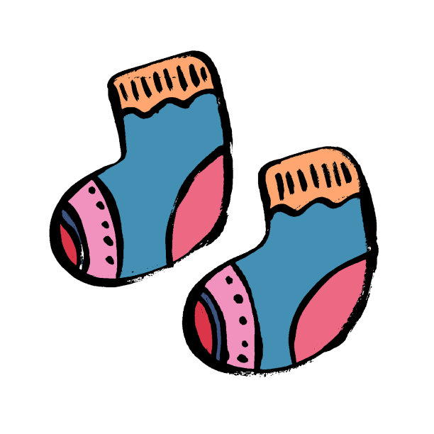 扁平设计彩色袜子孤立在白色图片下载