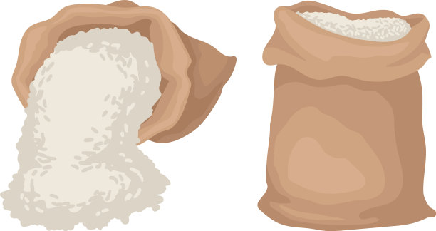 粗麻袋与大米或散装储备设置图片下载