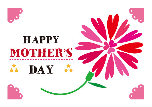 “母亲节快乐”简单的粉色花朵贺卡图片下载