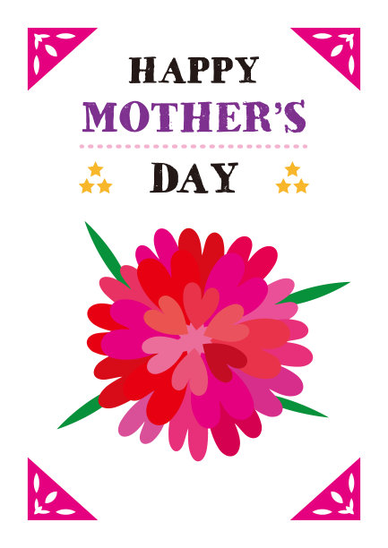 “母亲节快乐”各种粉红色花朵贺卡图片下载