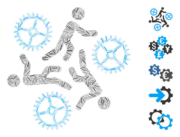 线马赛克运行人员为齿轮图标图片下载