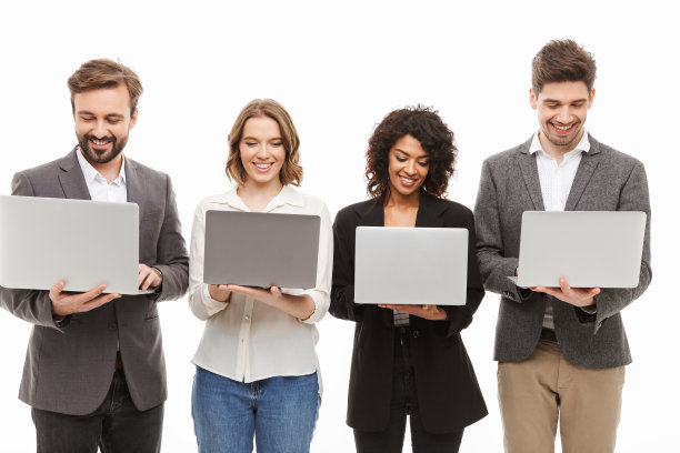 一群快乐的多种族商人的肖像图片下载