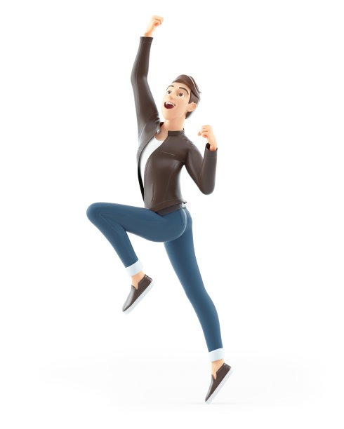 3d卡通人高兴地跳图片下载