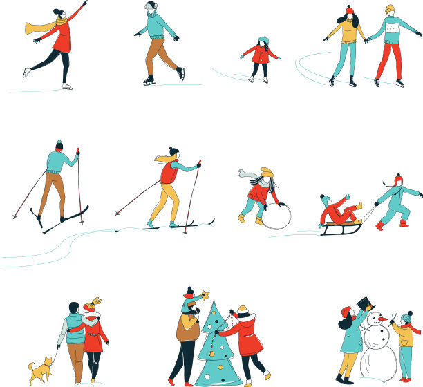 冬季体育活动圣诞装饰图片下载