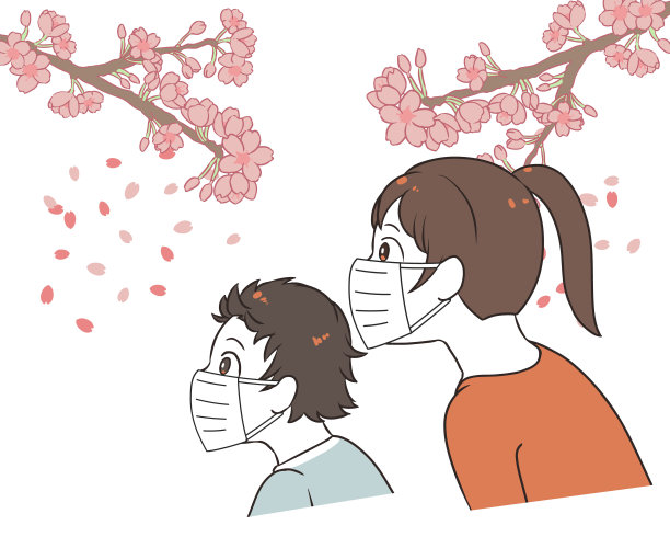 樱花观赏亲子面具图片下载