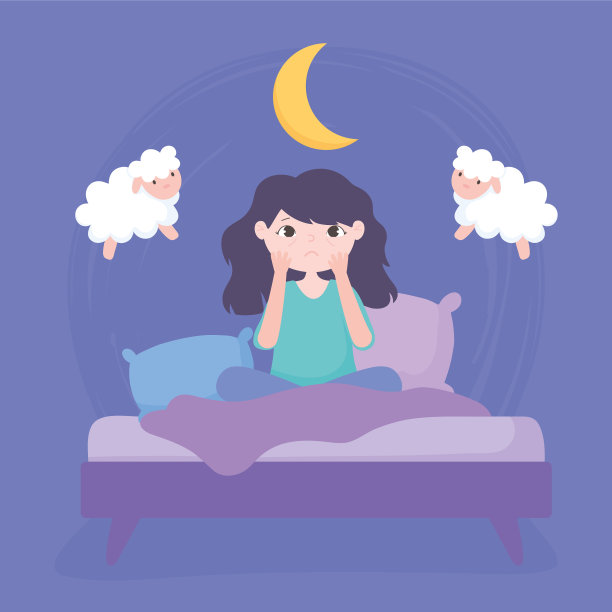 失眠的女孩带着眼袋坐在床上图片下载