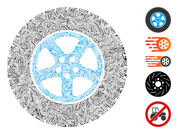 线马赛克汽车车轮图标图片下载
