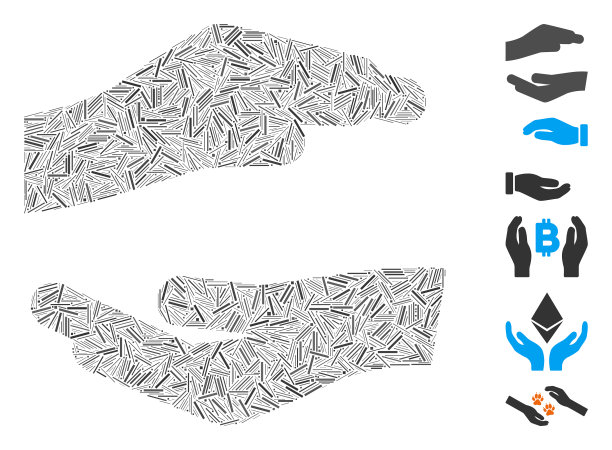 线马赛克保护双手图标图片下载