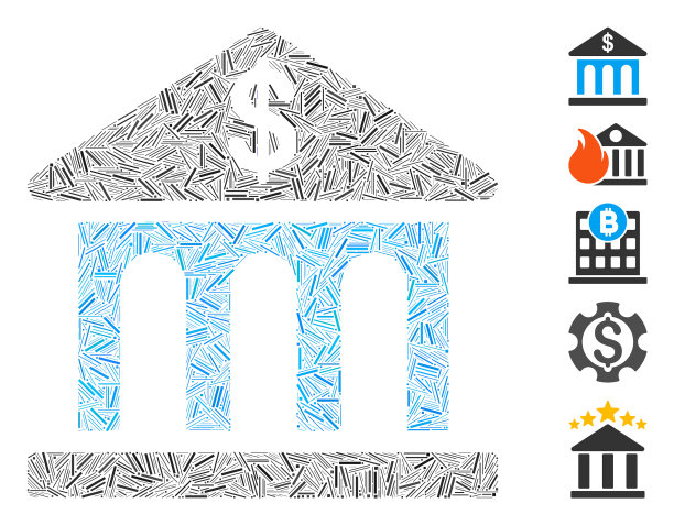 线条马赛克银行建筑图标图片下载