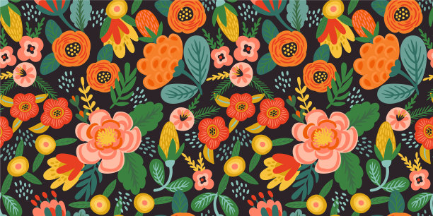 民间花卉无缝图案现代抽象图片下载