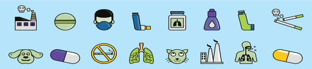 设置哮喘卡通图标设计模板图片下载