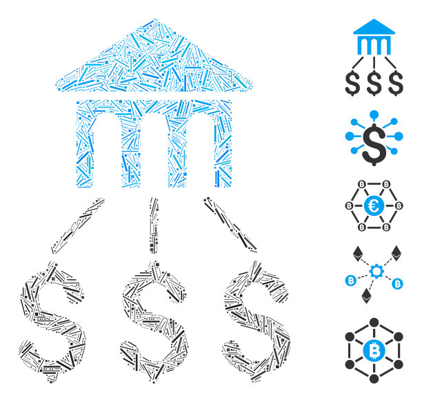 线条马赛克银行结构图标图片下载