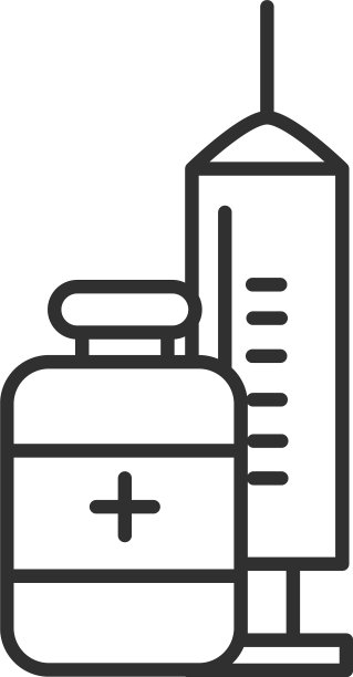 医用注射器和瓶装药品设备线条图片下载