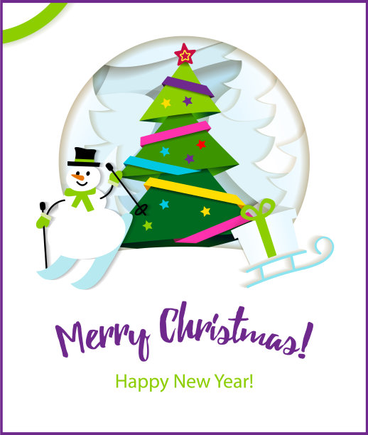 海报圣诞快乐，圣诞彩带纸图片下载