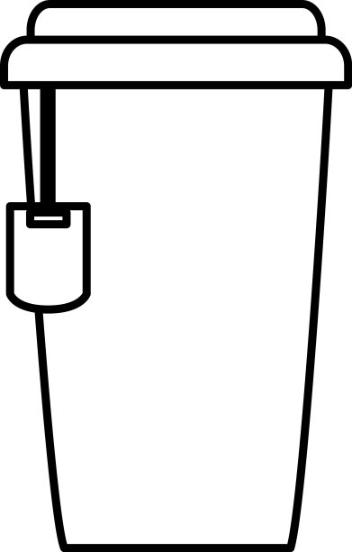 茶叶外卖在纸袋线图标图片下载