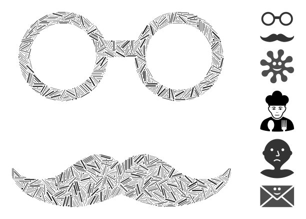 线拼贴爷爷的笑脸图标图片下载