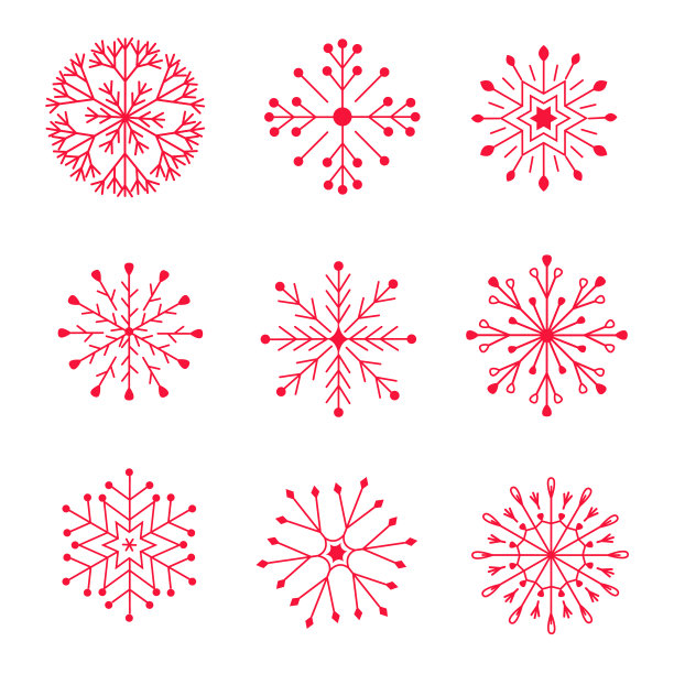 把红色的雪花放在白色的背景上图片下载