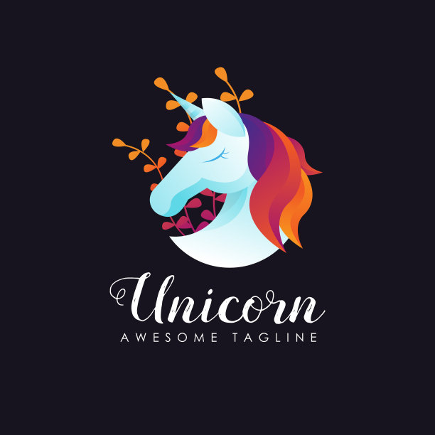 现代彩色独角兽标志图片下载