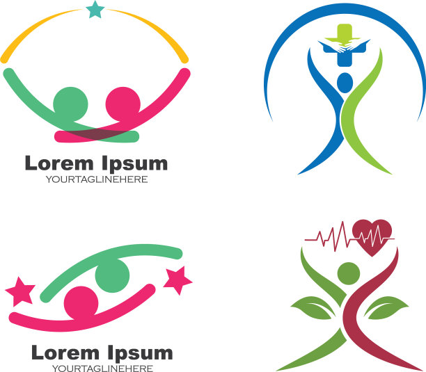 健康生活人们的叶子图标概念图片下载