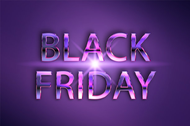 黑色星期五的文字效果主题是金属紫色图片下载