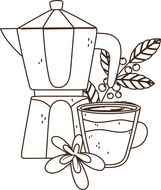 国际日咖啡壶杯花图片下载