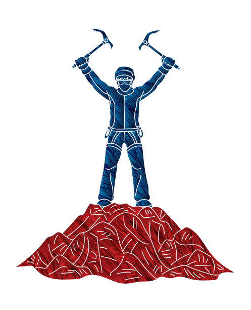 徒步者爬山徒步卡通图形图片下载