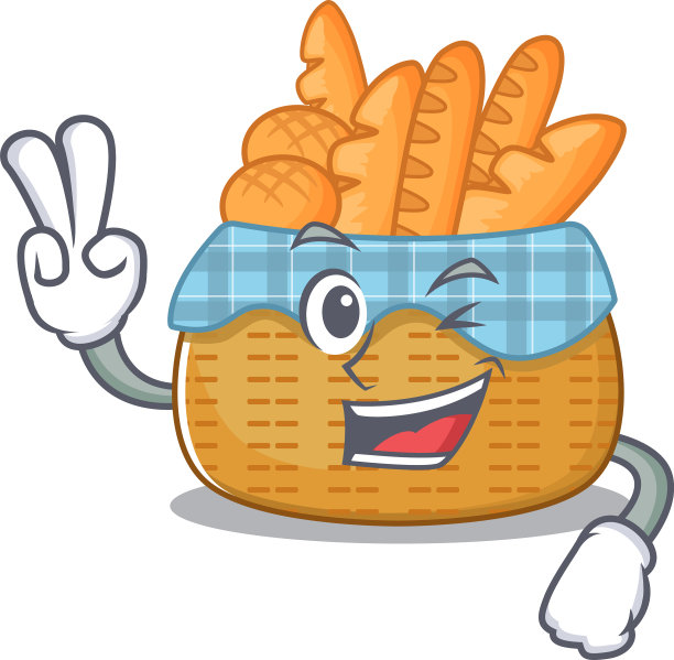 喜气洋洋的面包篮设计有两个吉祥物图片下载