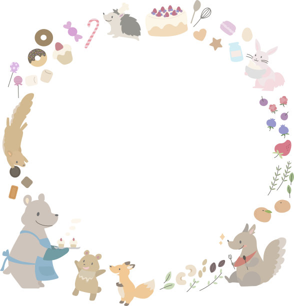 用糖果和动物画框图片下载