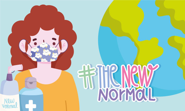 新正常的生活方式女孩与有趣的面具世界图片下载