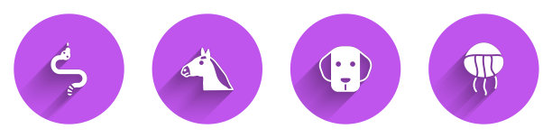 设置蛇，马头，狗和水母图标图片下载