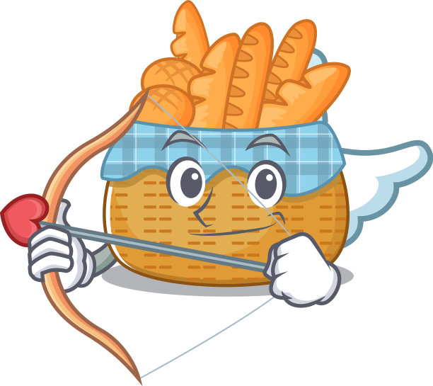 浪漫的图片，面包篮子，丘比特卡通图片下载