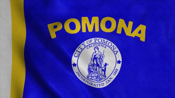 波莫纳市旗，加利福尼亚州，美国。3d插图图片下载