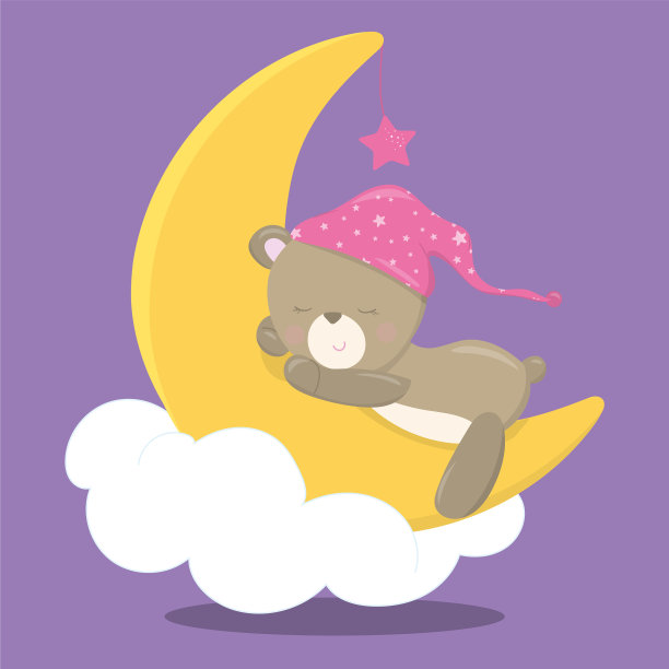 在云和月亮上睡觉的熊04图片下载