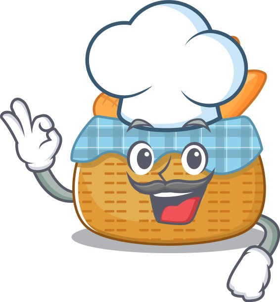 可爱的面包篮卡通人物穿着白色图片下载