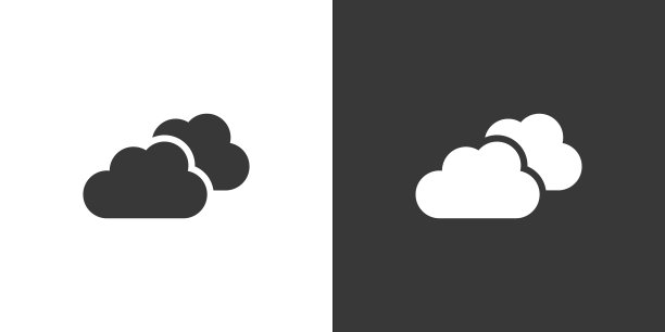阴天孤立的图标上的黑色和白色图片下载